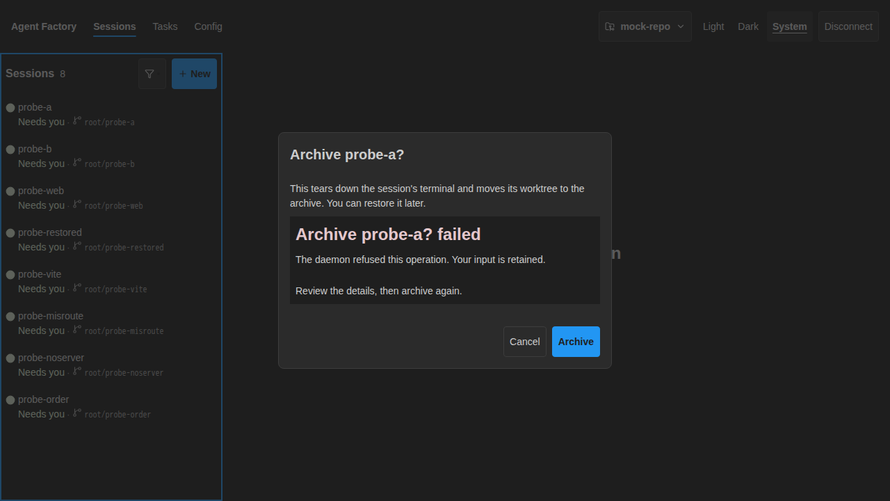 Dark Archive failed