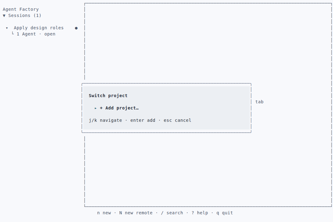 App-model driver · project picker · light