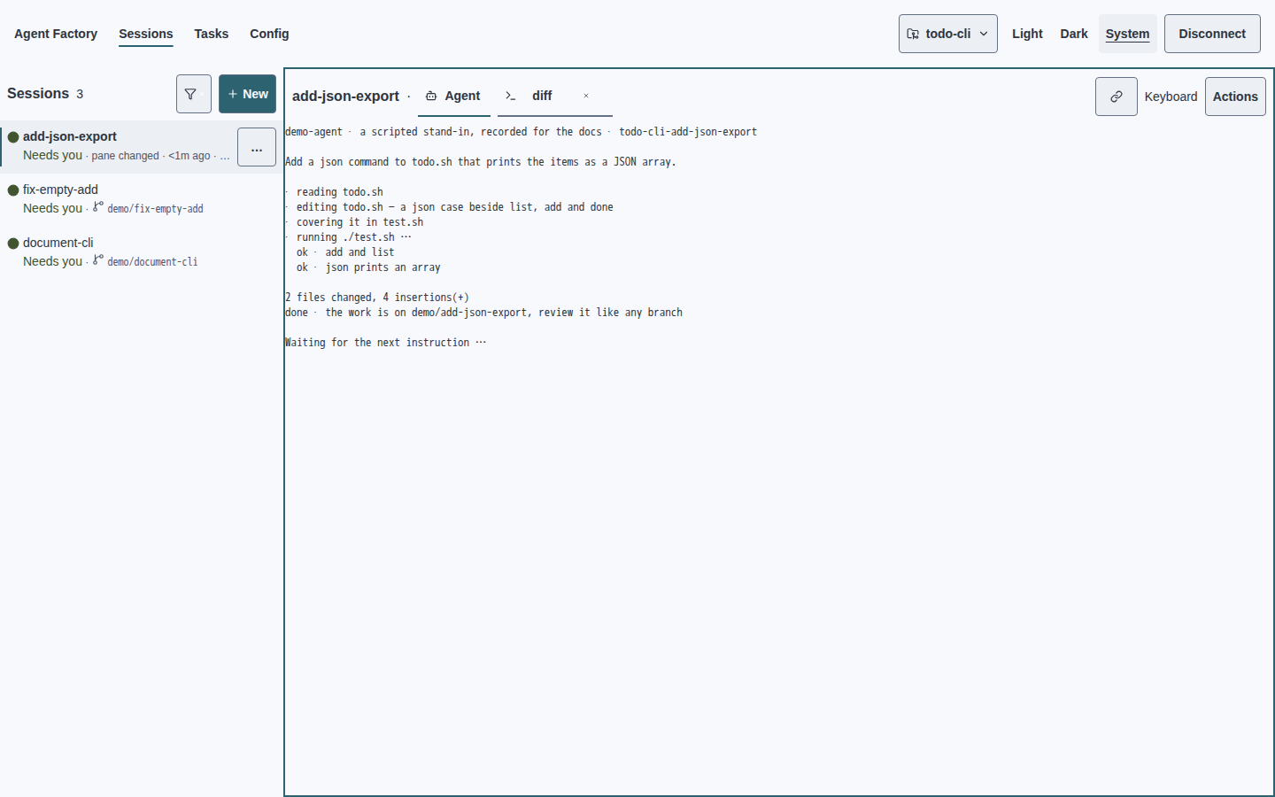 Current web dashboard screen in light theme