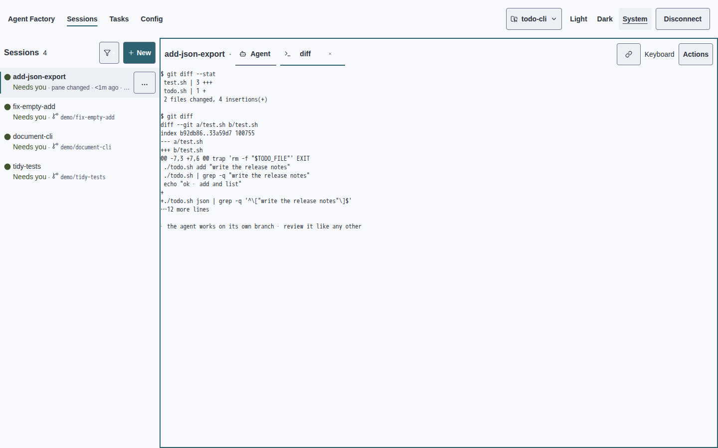 Current web review screen in light theme